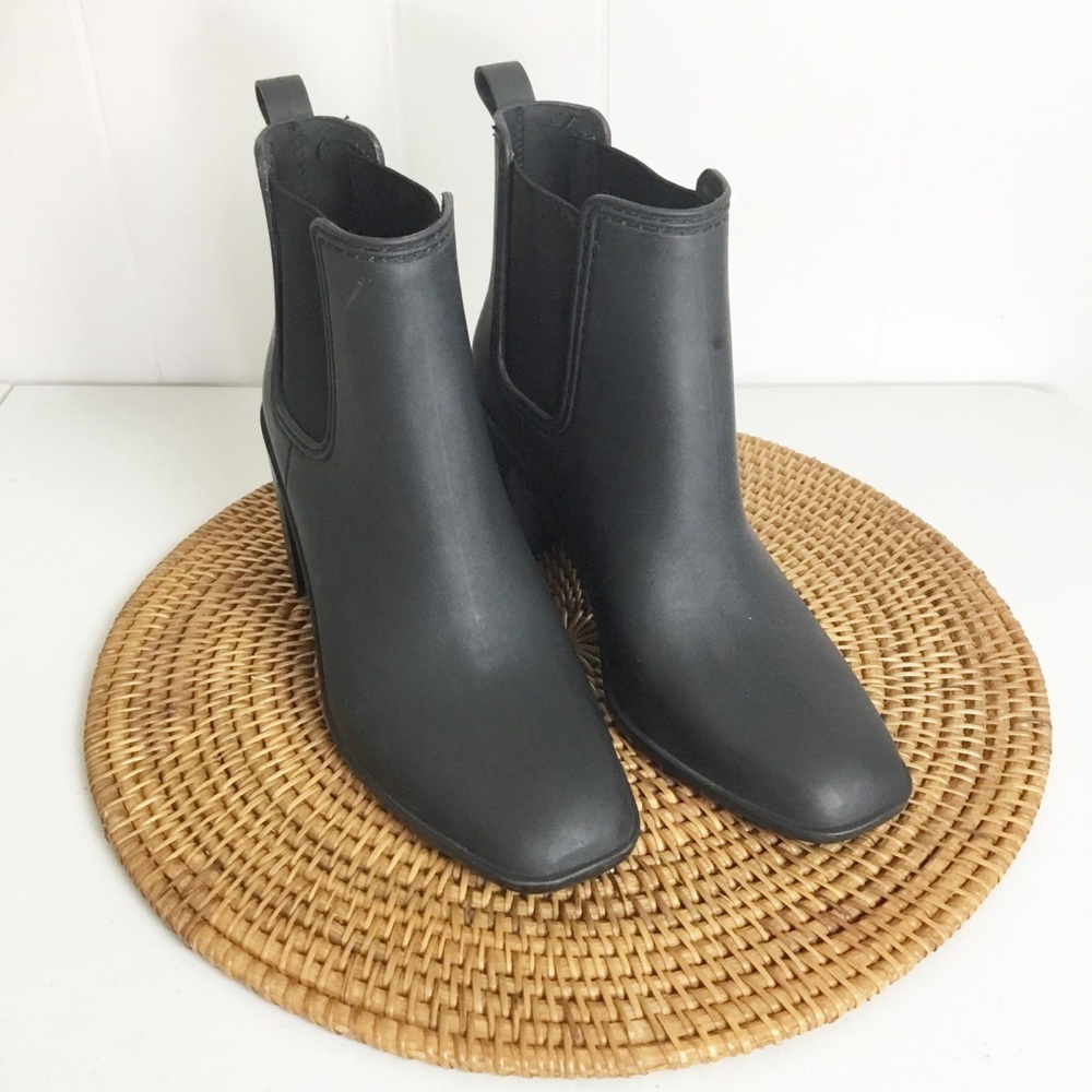 Jeffrey Campbell Heeled Black Rain Boots Shoes Size 9 Booties